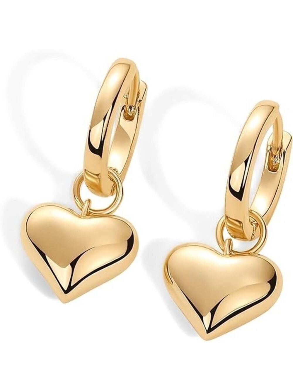 PAVOI 14K Gold Plated 925 Sterling Silver Heart Charm Earrings for Women